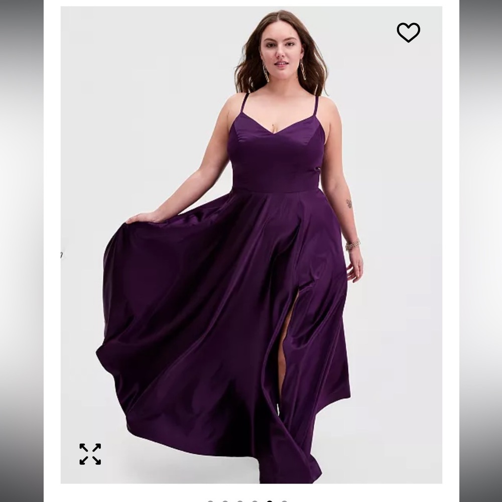 Like NEW B Darlin Satin Sleeveless Front-Slit Gown 14W Plum
